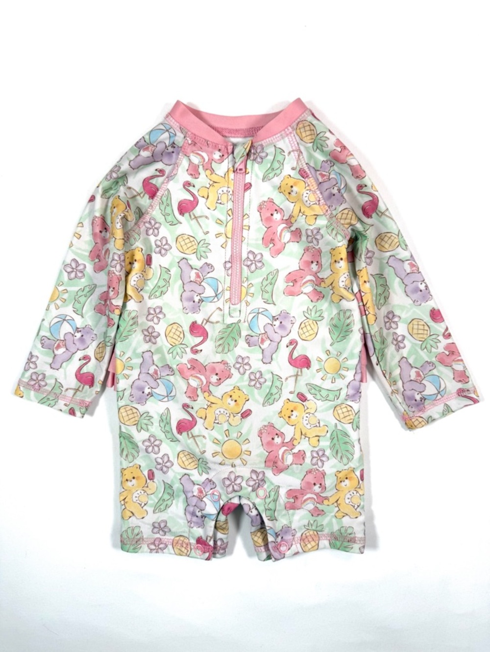 CARE BEARS Baby Rash Guard Swimsuit 12M Tropical Cartoon One Piece Summer Beach